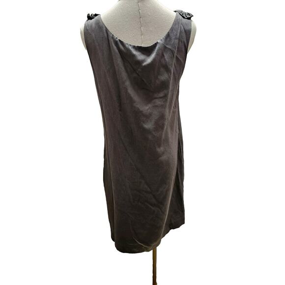 Anthropologie Yoana Baraschi Silk Blend Gray Shift Dress Flower Design Medium M - Picture 3 of 5
